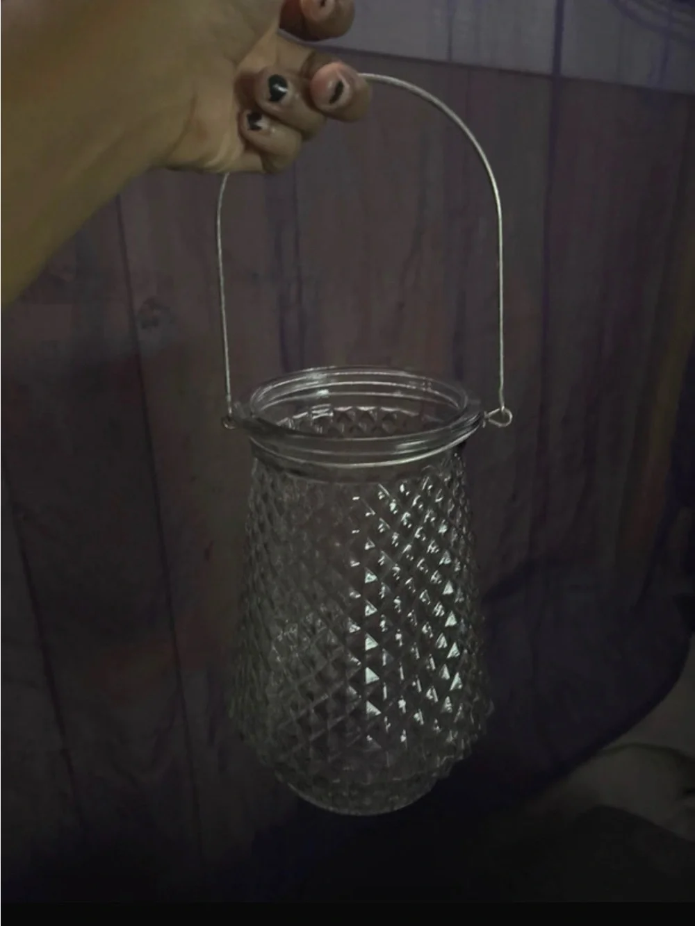 Clear Textured Glass Hanging Lantern - Home Accents